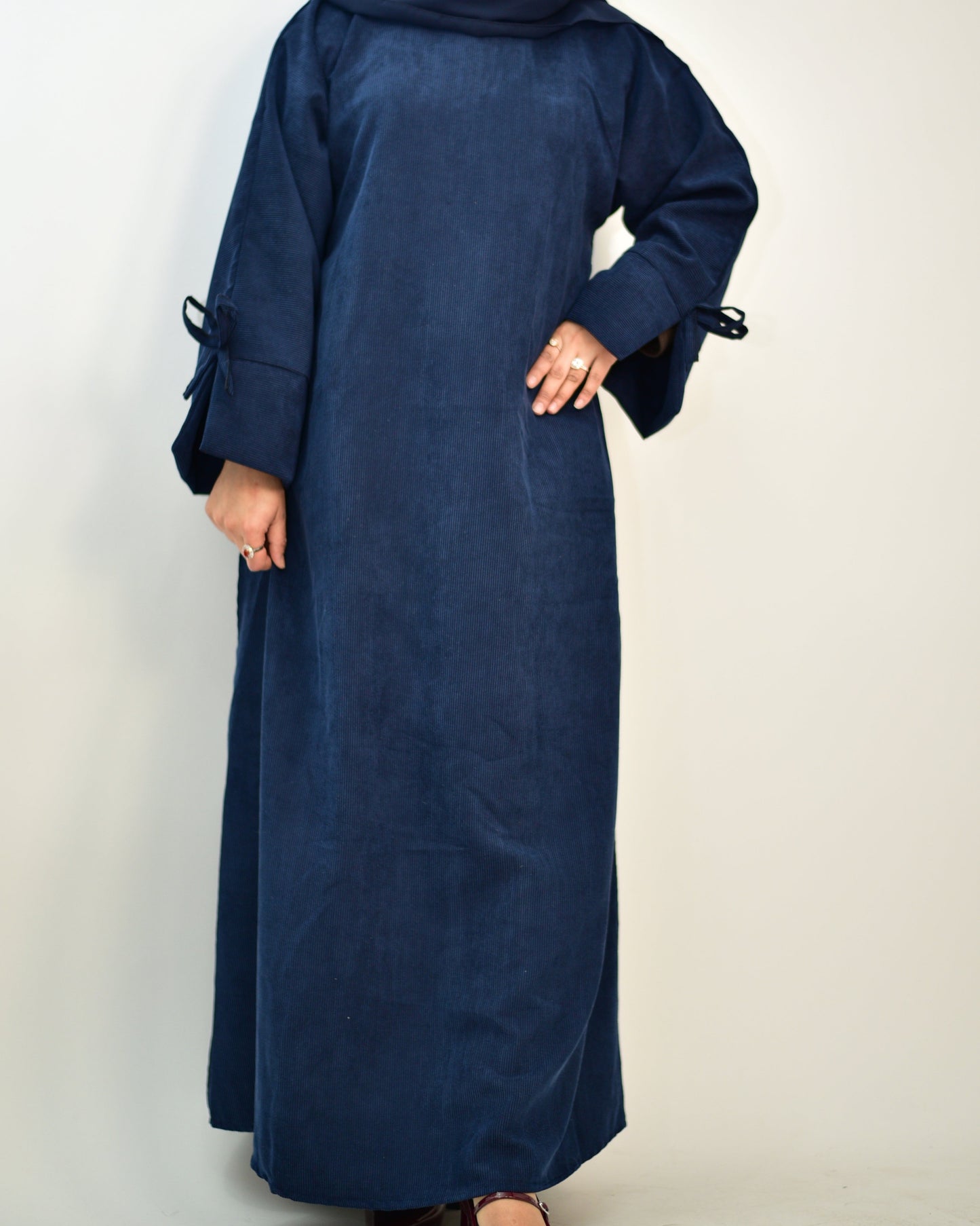Navy Blue Winter Corduroy Abaya