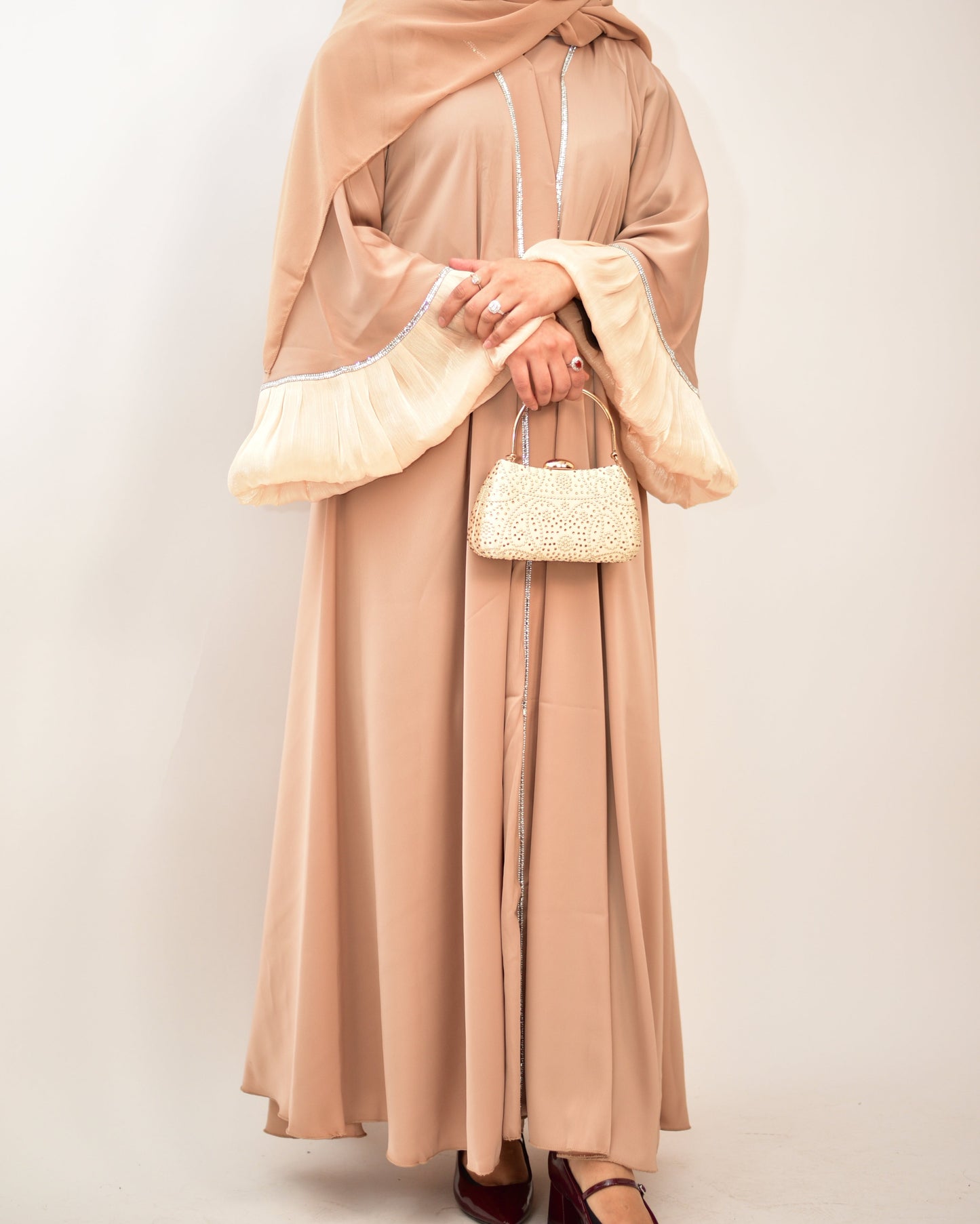 Beige Handwork Lace Abaya