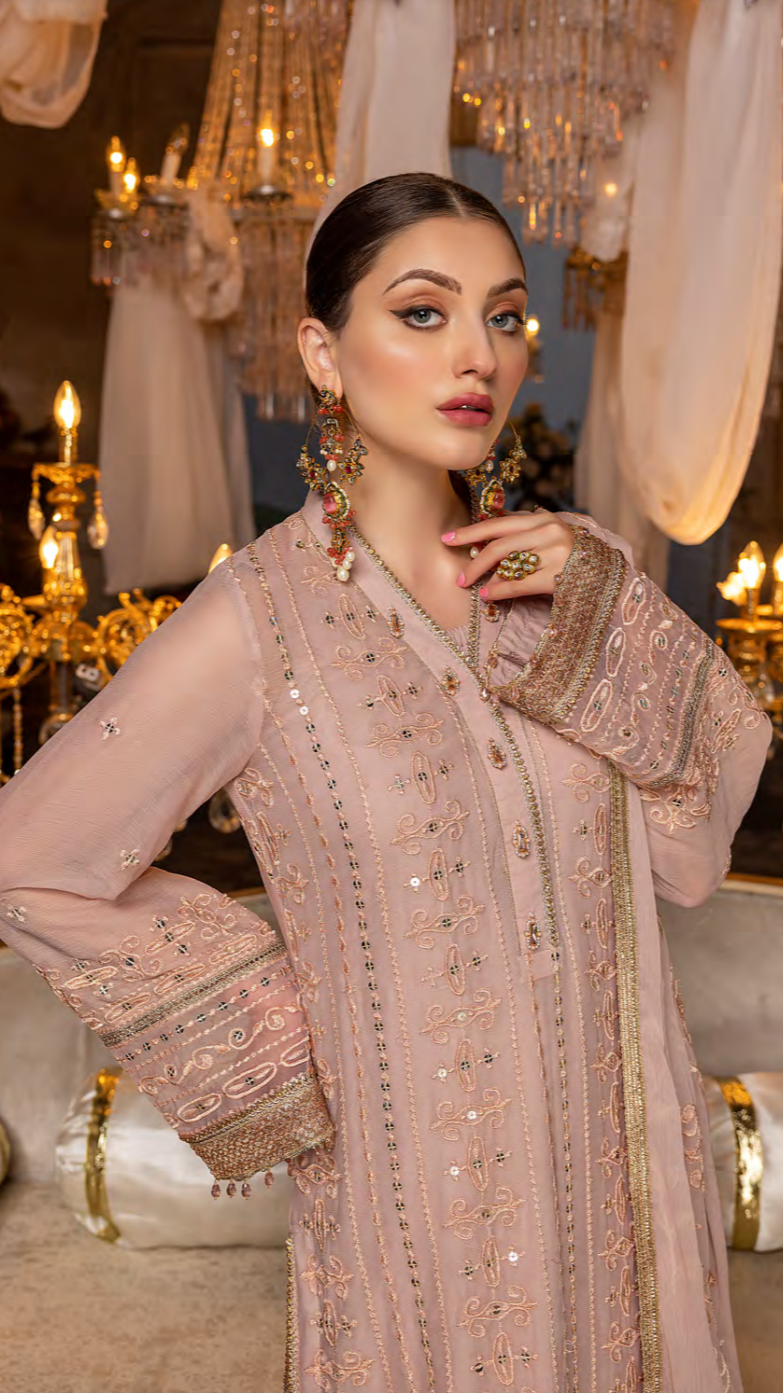 Tea Rose – Embroidered Chiffon by Merakish